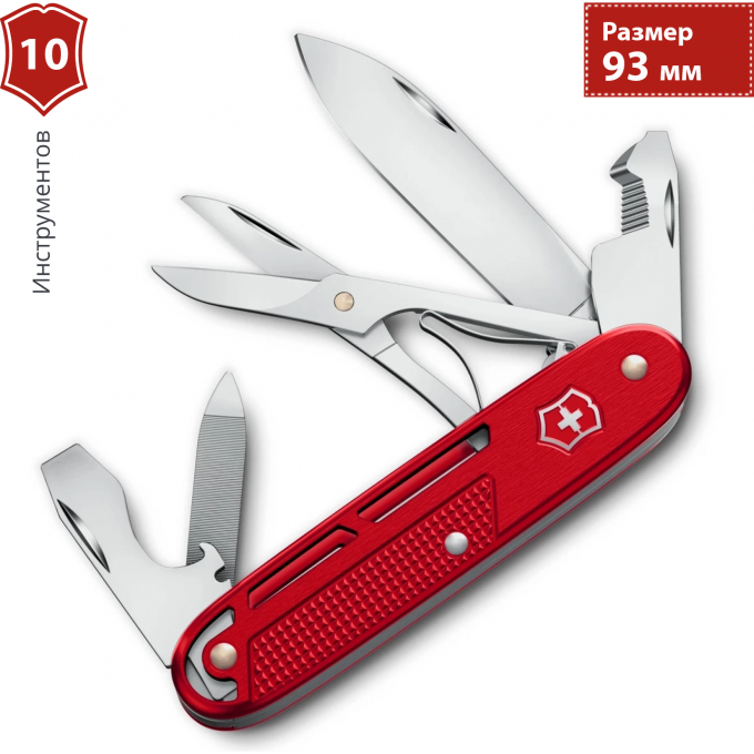 Нож перочинный VICTORINOX SYNERGY X ALOX () 93мм 10функций красный 0.8226.20